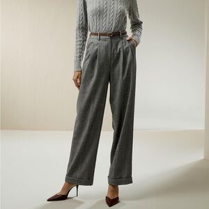 LilySilk Wool-Flannel Suit Trousers for Women Soft mulberry Silk Lined size 8